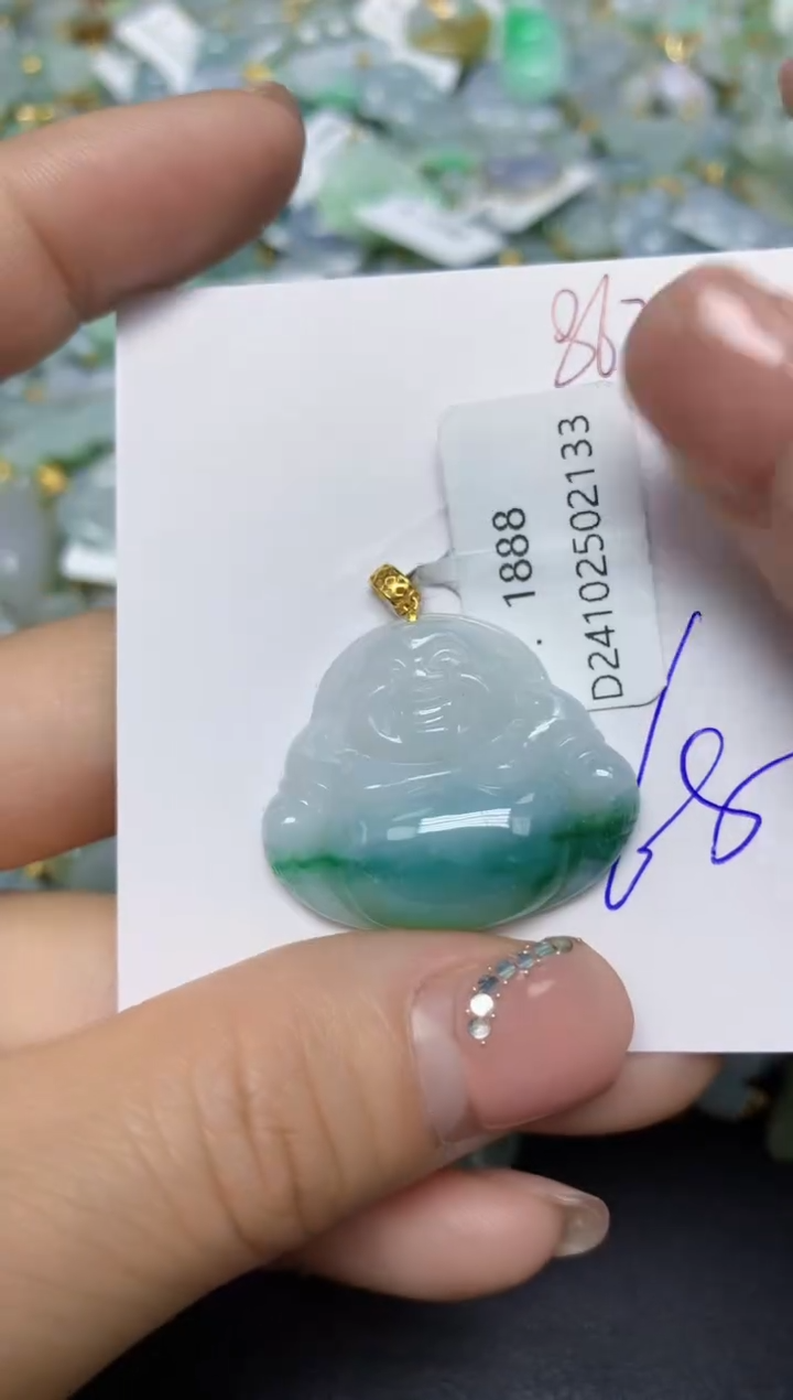 【闪购商品】翡翠挂件18K金镶嵌 天然翡翠A货