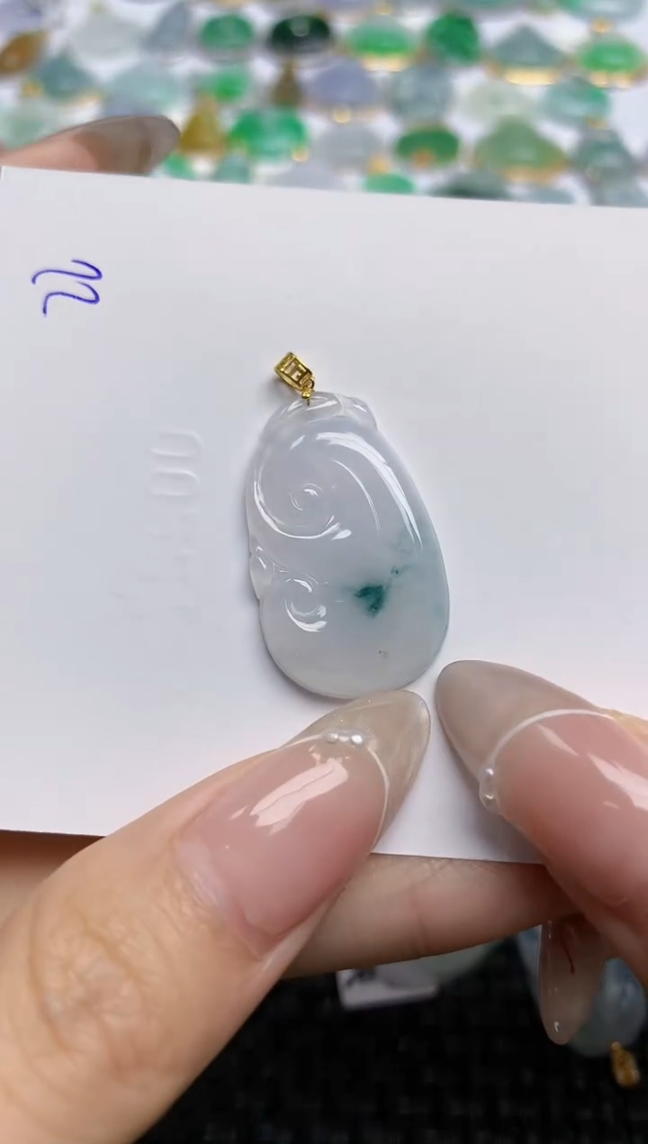 【闪购商品】翡翠颈饰18K金镶嵌天然翡翠A货