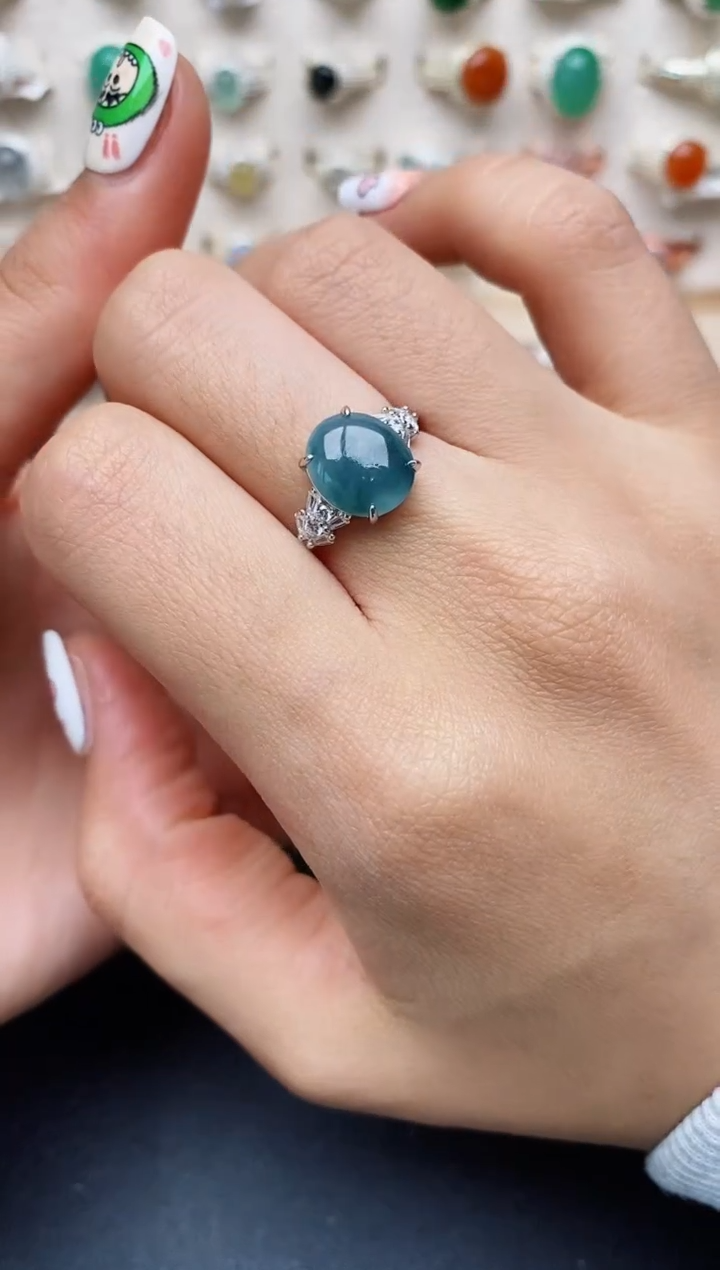 【闪购商品】翡翠戒指银S925镶嵌缅甸翡翠