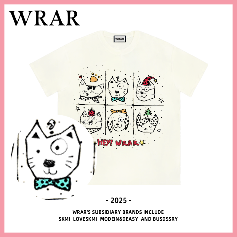 【口袋专属】动物多边形 新品潮流圆领透气宽松T恤情侣半袖印花