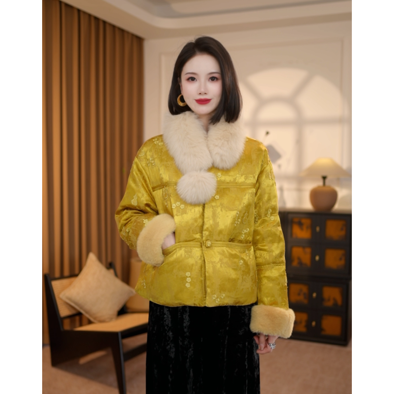 【宝葫芦】新中式国风90白鸭绒羽绒服女冬季厚外套G9023