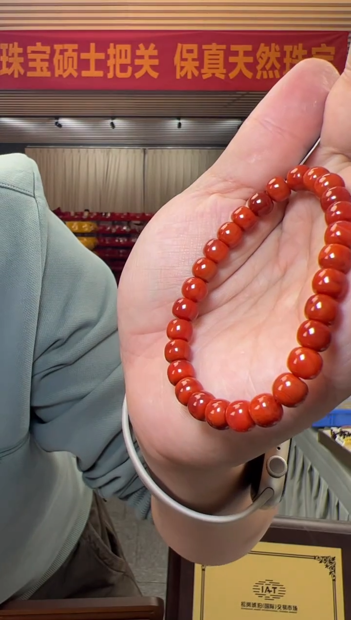 【闪购商品】南红玛瑙手串未镶嵌约7.5mm瓦西料南红老型珠单圈