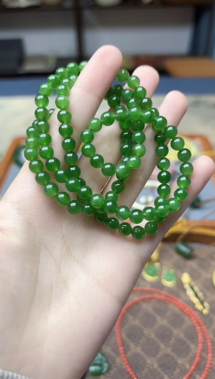 未镶嵌和田玉挂件碧玉长串6mmXE