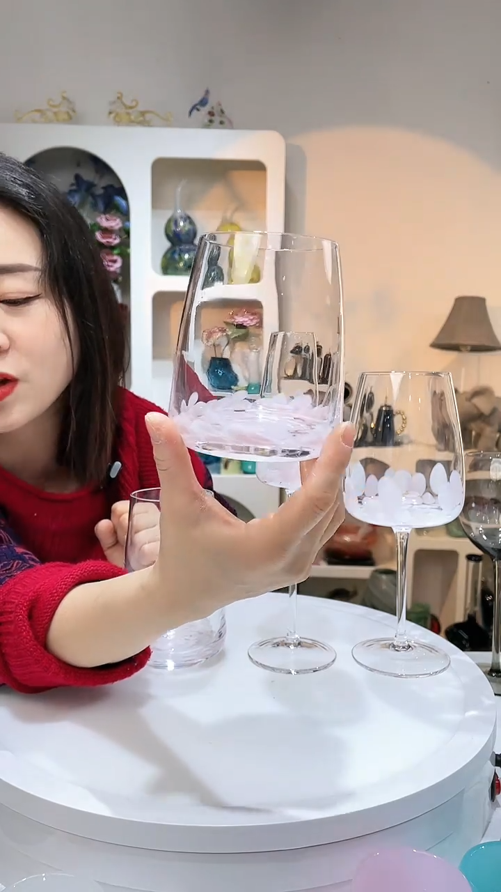 【闪购商品】水晶玻璃2只彩点原色水杯