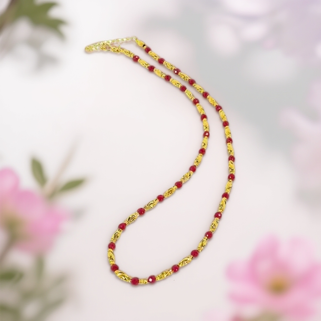 培育红宝石【华新】鑫光璀璨珍宝培育红宝石合金镶嵌项链【POX01】