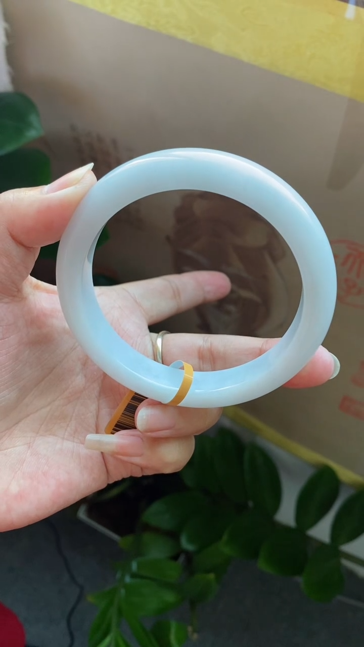 【闪购商品】翡翠手镯未镶嵌（胶润 白月光）6号
