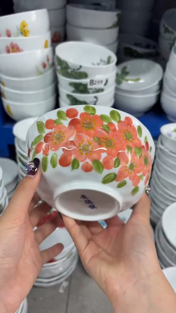 瓷片景德镇陶瓷食品级手绘釉中彩-捏捏碗