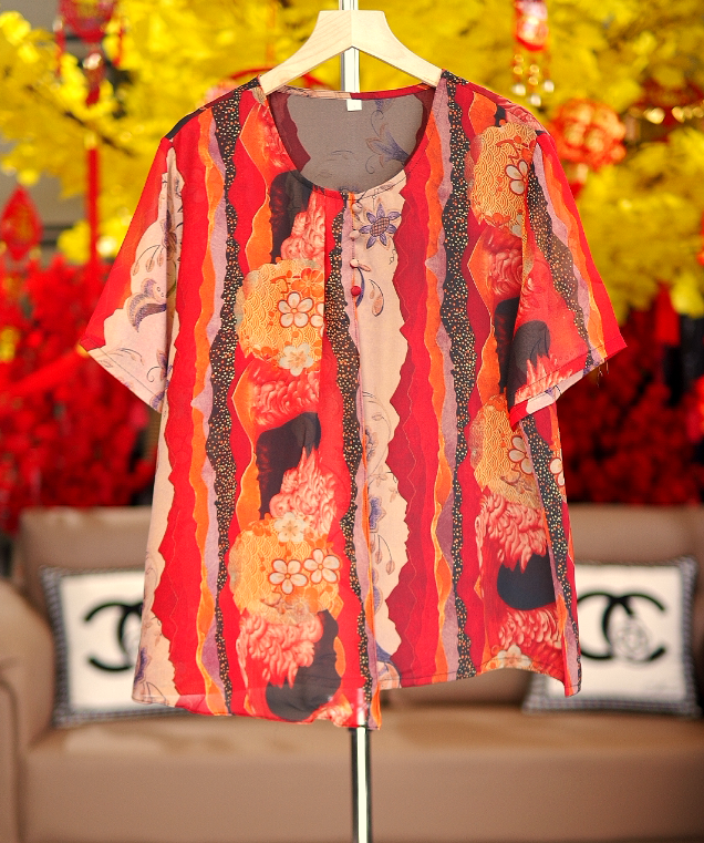 九分裤时尚圆领休闲风t恤夏装轻奢风中老年女装夏季1013