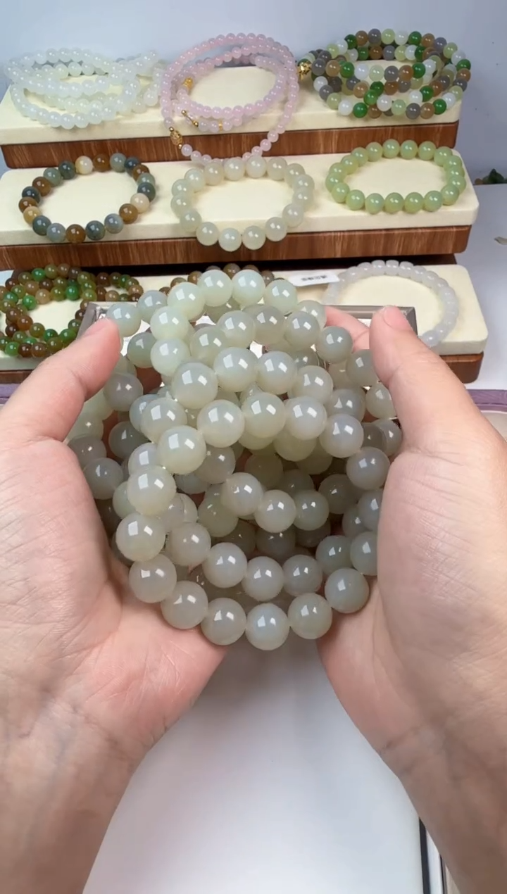 颈饰未镶嵌和田玉12mm手串多样性发其一