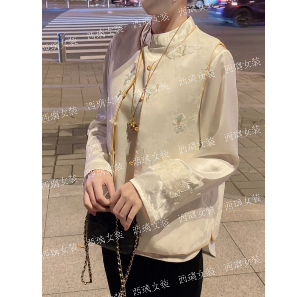 【花好月圆】双面双穿】刺绣秋季马夹新中式中国风马甲女士气质复古
