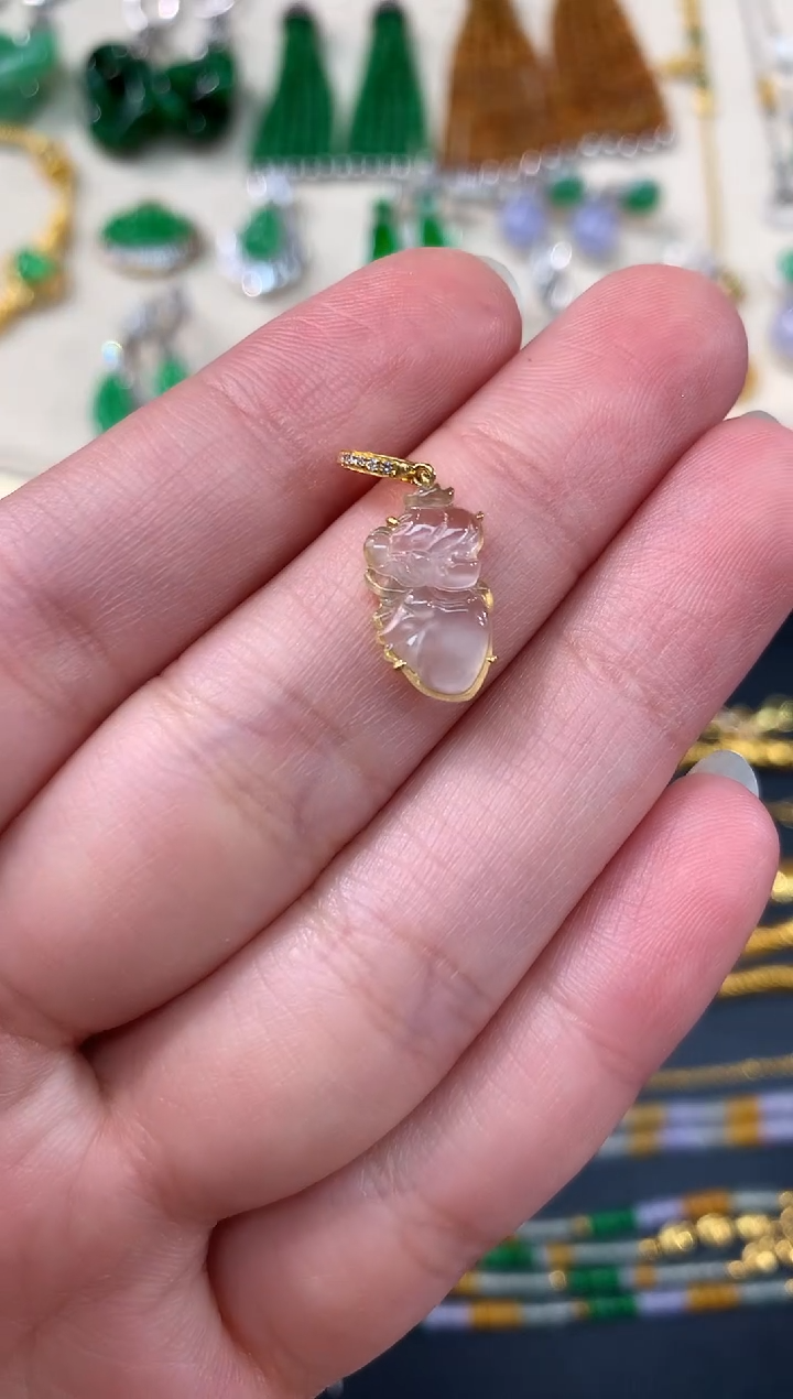 【闪购商品】翡翠吊坠(不含链)18K金镶嵌A415|2500