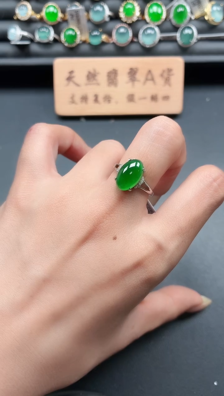 银S925镶嵌戒指翡翠11