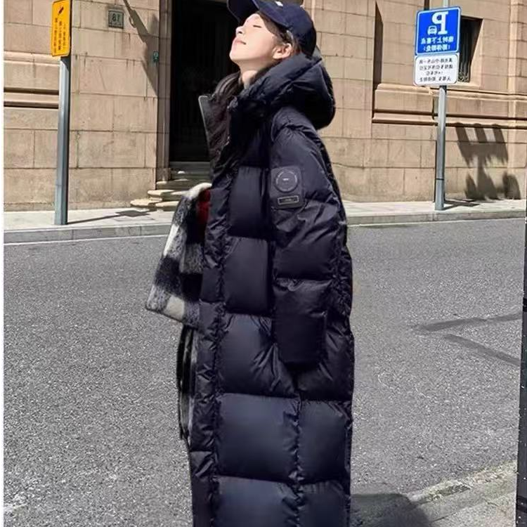 【恐怖如斯充绒350克】冬季情侣男女同款抗极寒连帽加厚长款羽绒服