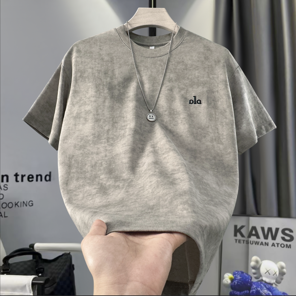 短袖刺绣夏季圆领常规款T恤休闲男士潮流百搭圆领短袖T恤019款