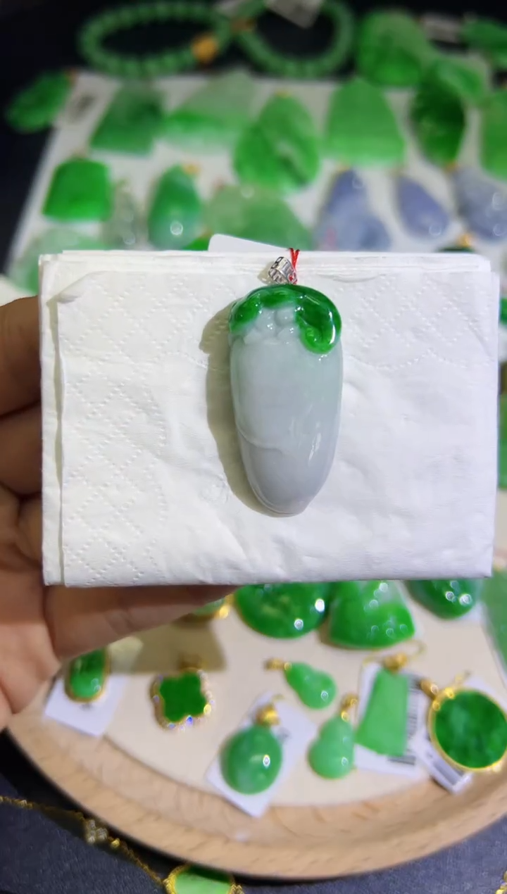 【闪购商品】翡翠颈饰18K金镶嵌Q缅料A货翡翠/支持复检/一件