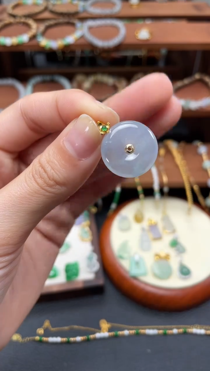 【闪购商品】翡翠吊坠(不含链)18K金镶嵌一个  JK257