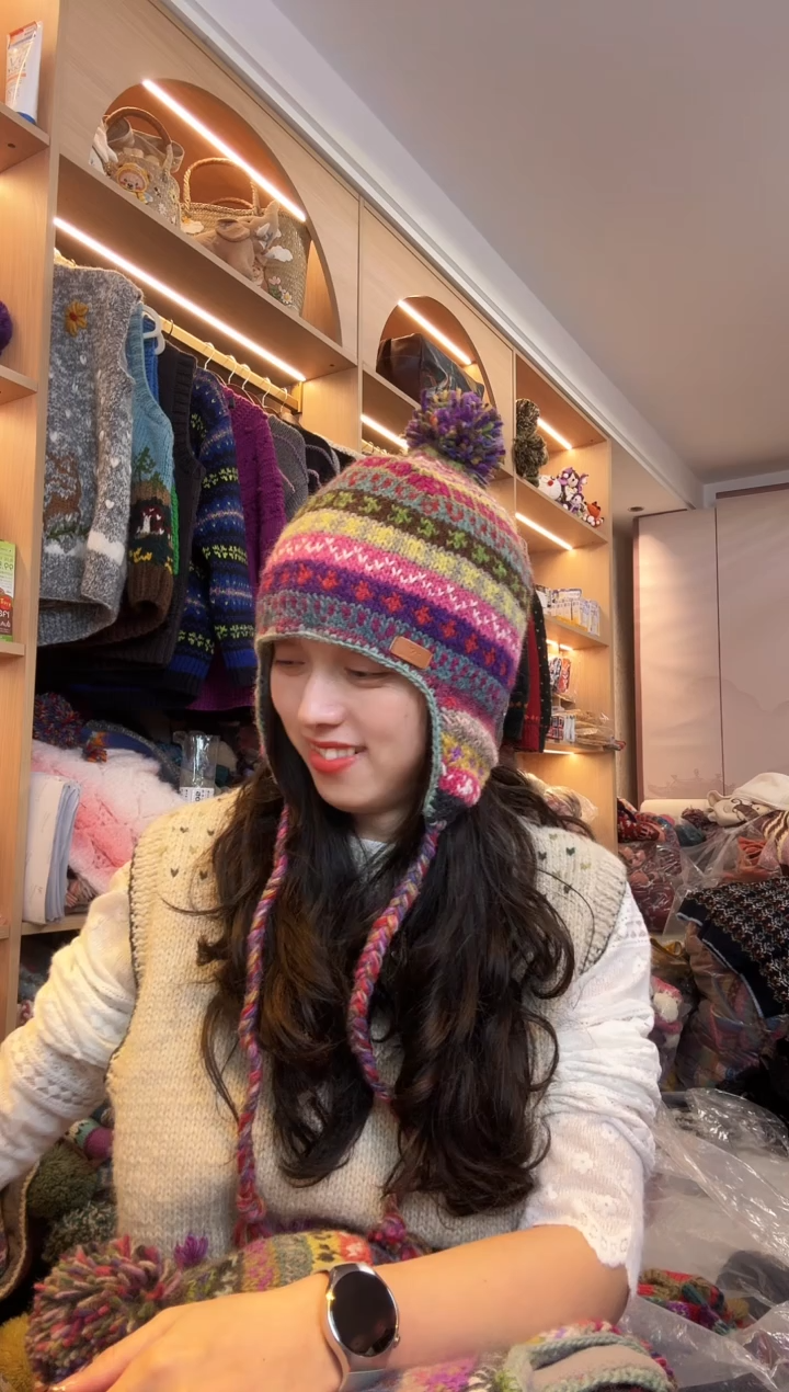 羊毛跑纯手工细线护耳帽981