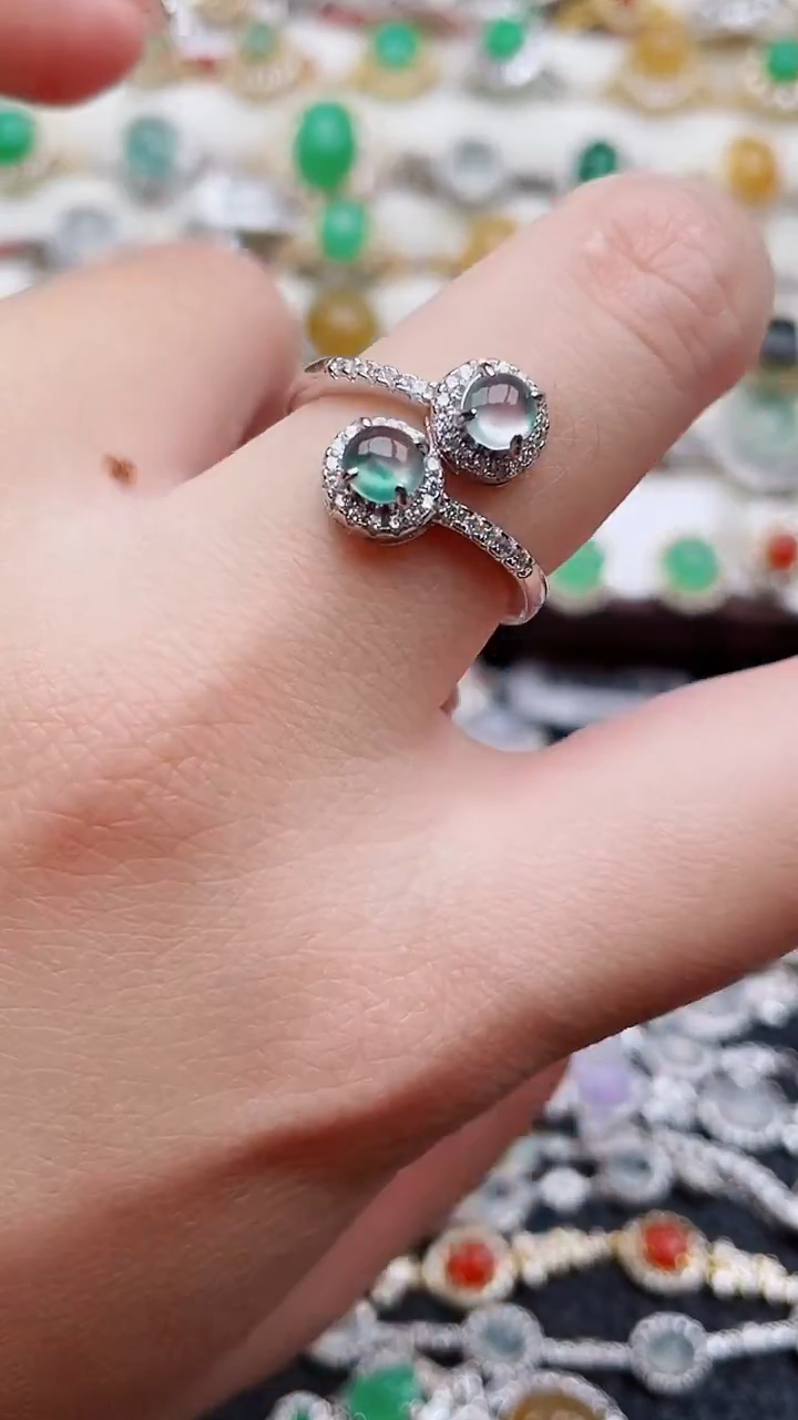 银S925镶嵌戒指翡翠83