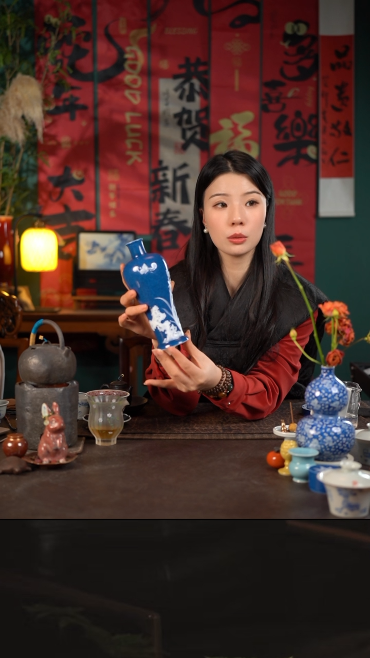 【闪购商品】杯初蓝舍洒蓝兰花花瓶