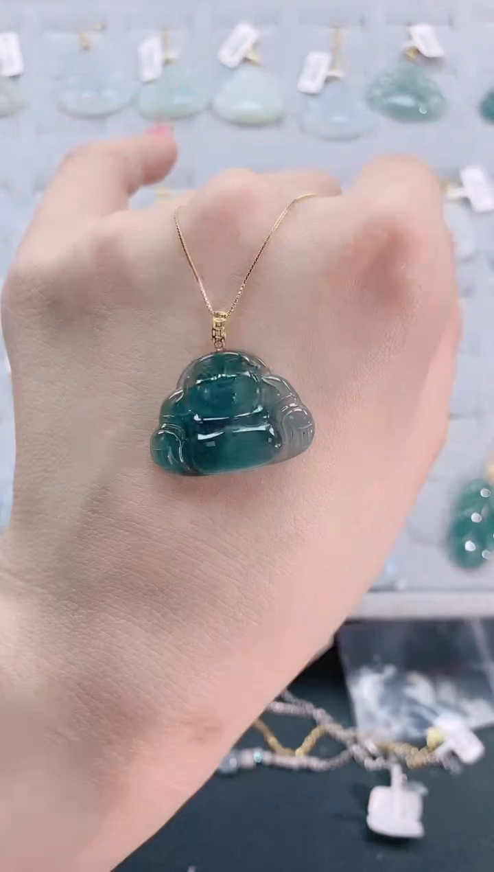 【闪购商品】翡翠颈饰18K金镶嵌天然翡翠