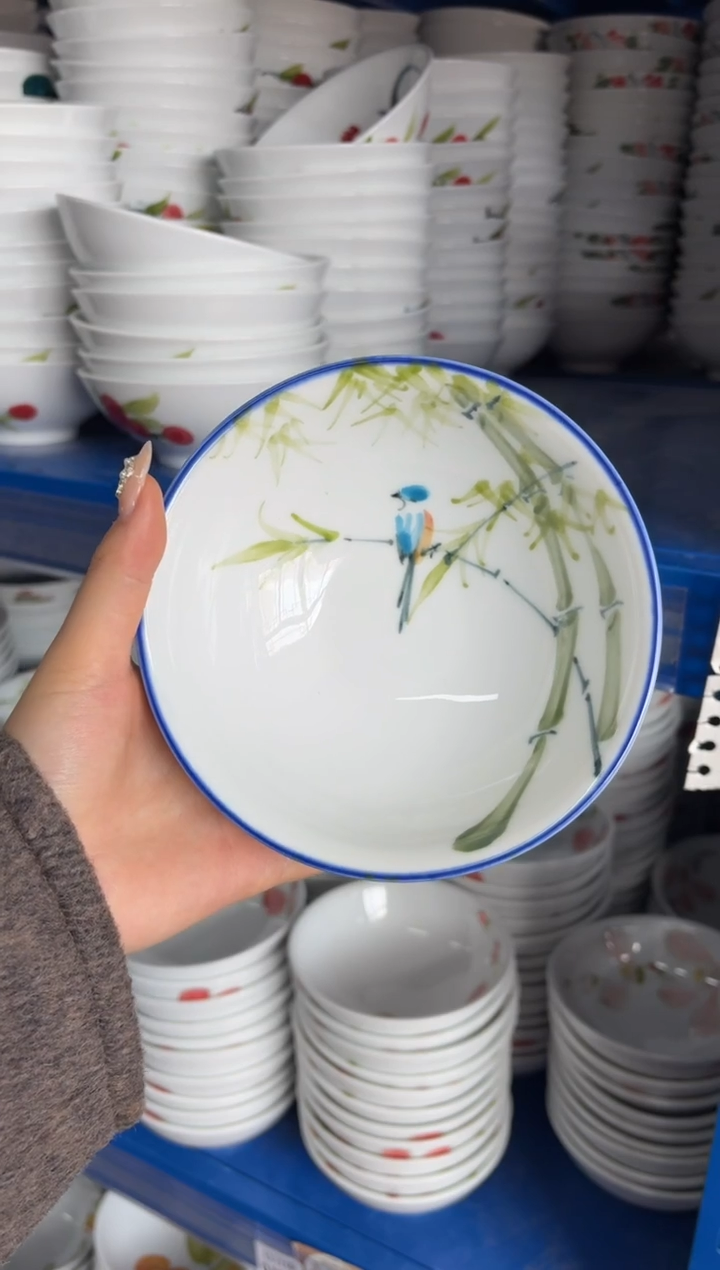 瓷片景德镇高温陶瓷食品级手绘釉中彩-壮壮碗