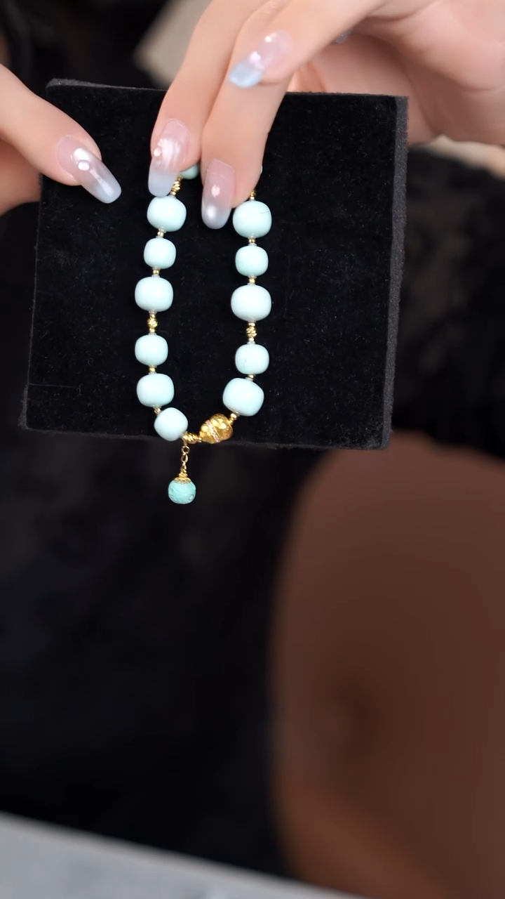 18K金镶嵌绿松石手链@@@@