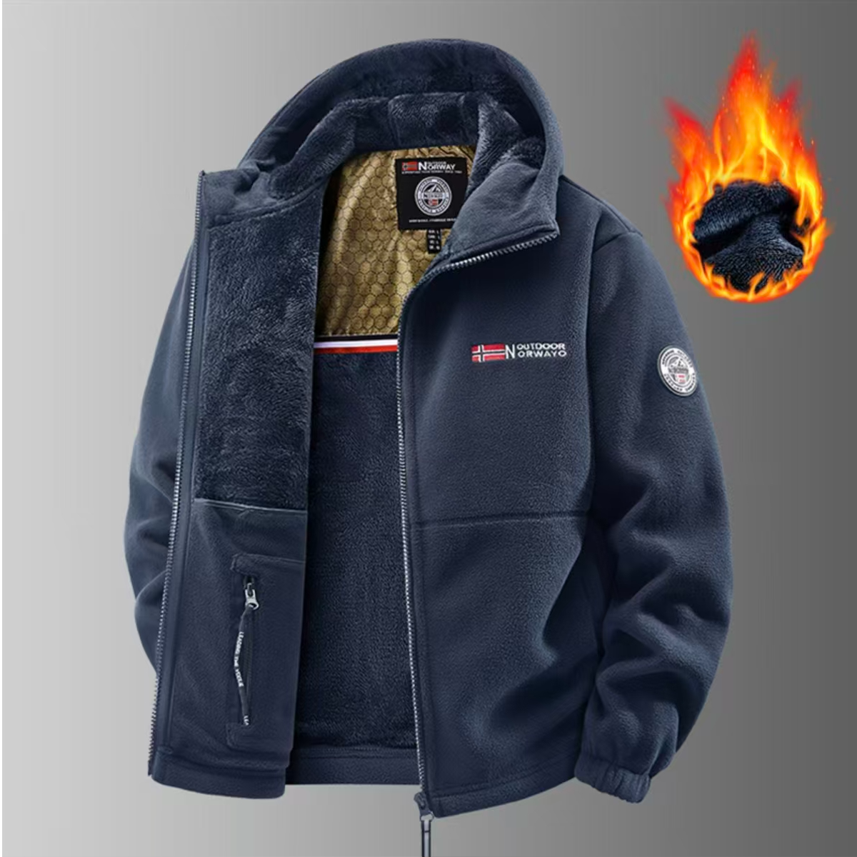 【升级】加厚加绒石墨烯摇粒绒外套保暖立领外套男女同款开衫1339