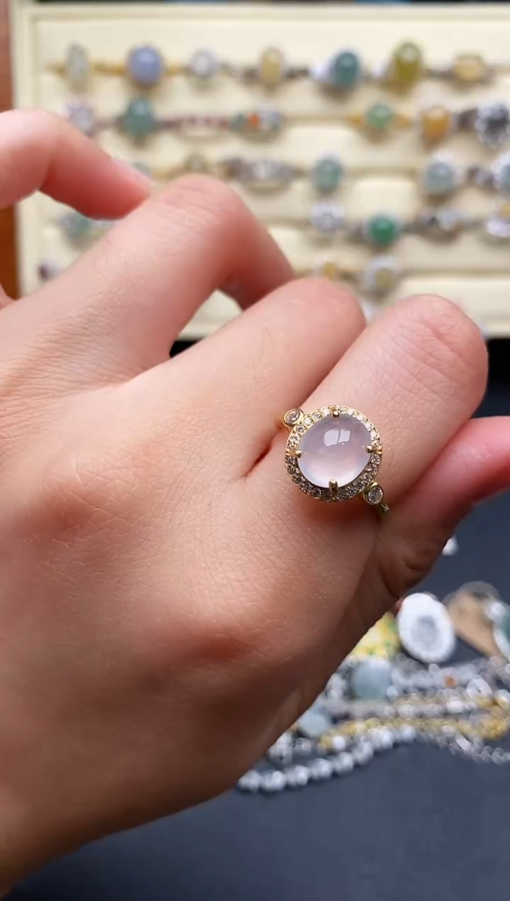 翡翠戒指银S925镶嵌55555555+9