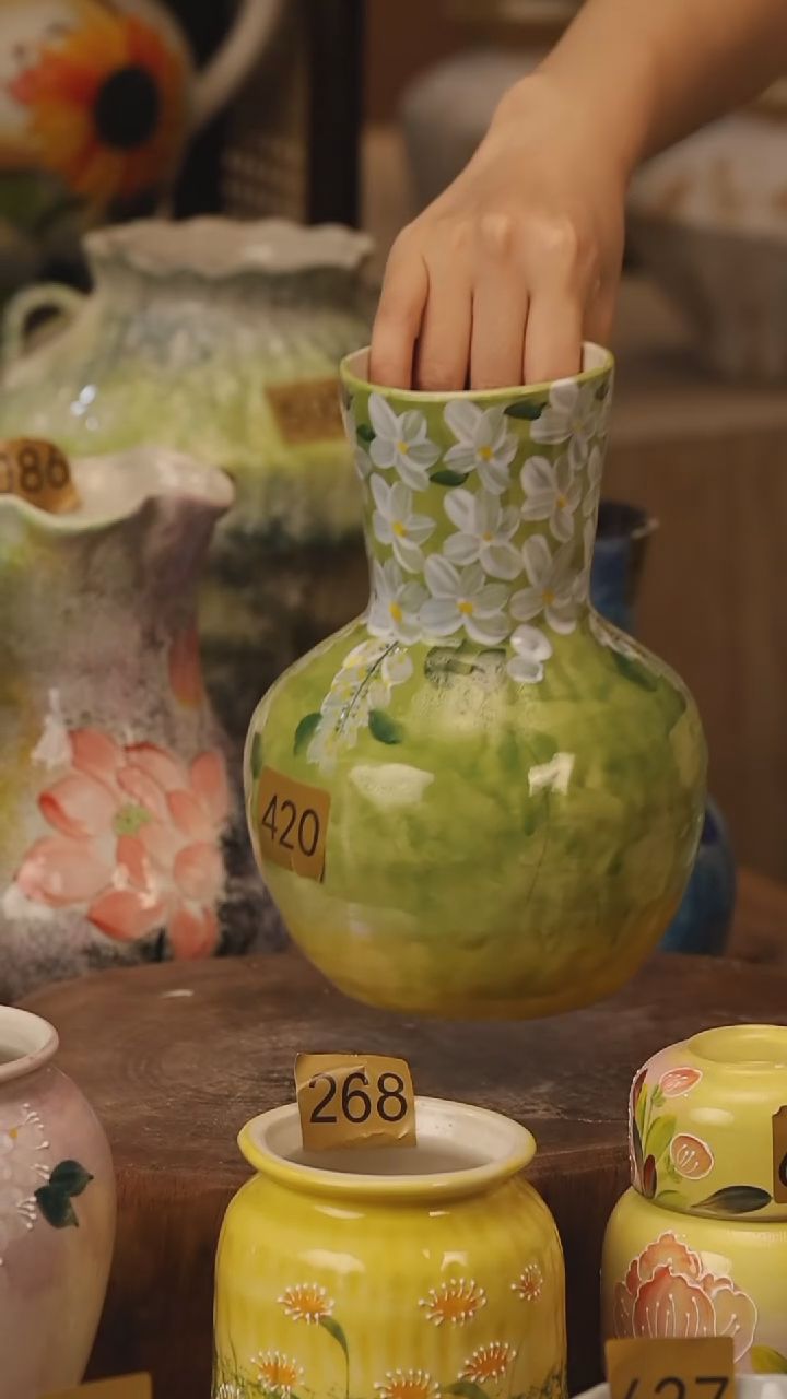 陶瓷420景德镇设计师手作花器摆件侘寂风