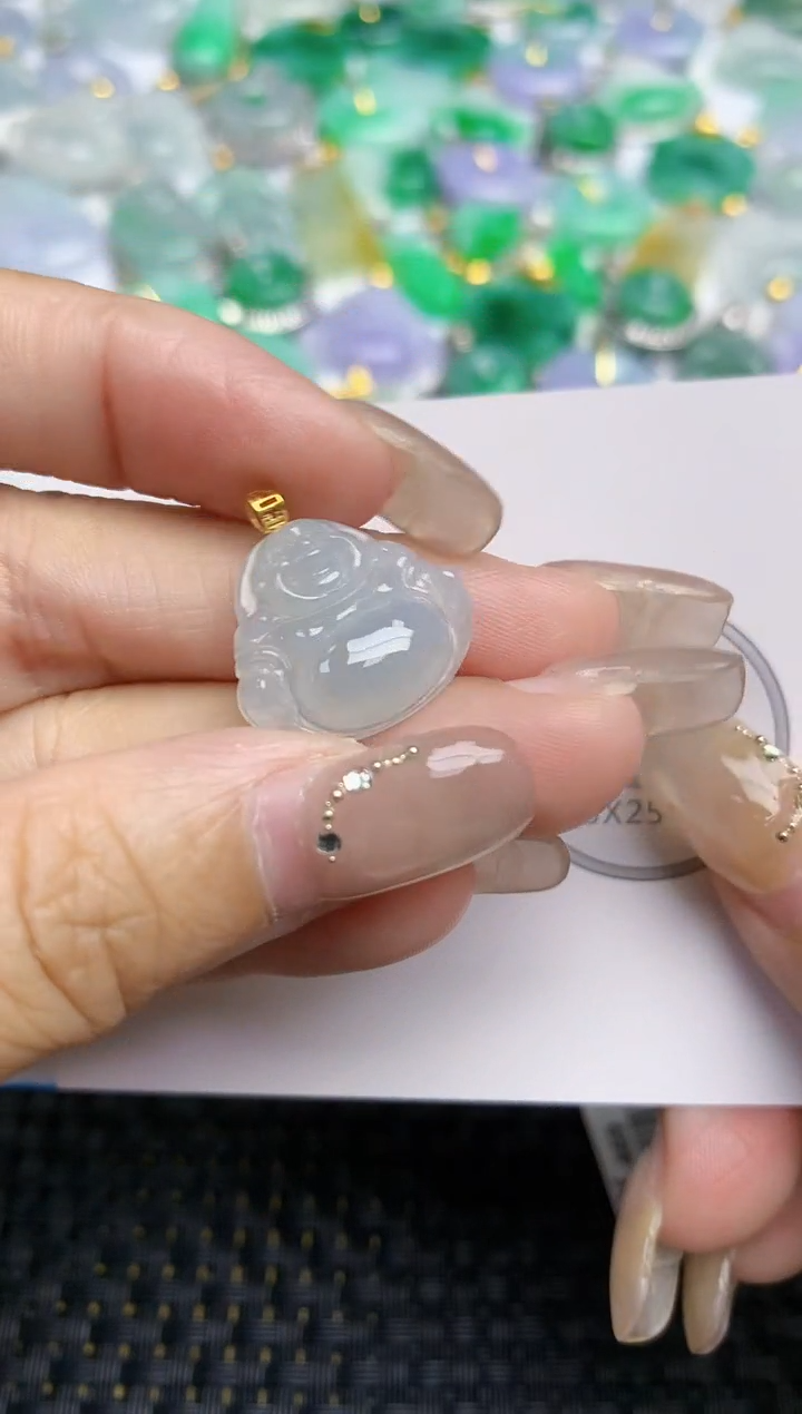 颈饰18K金镶嵌翡翠天然缅甸A货翡翠百元以上9元证书费自理