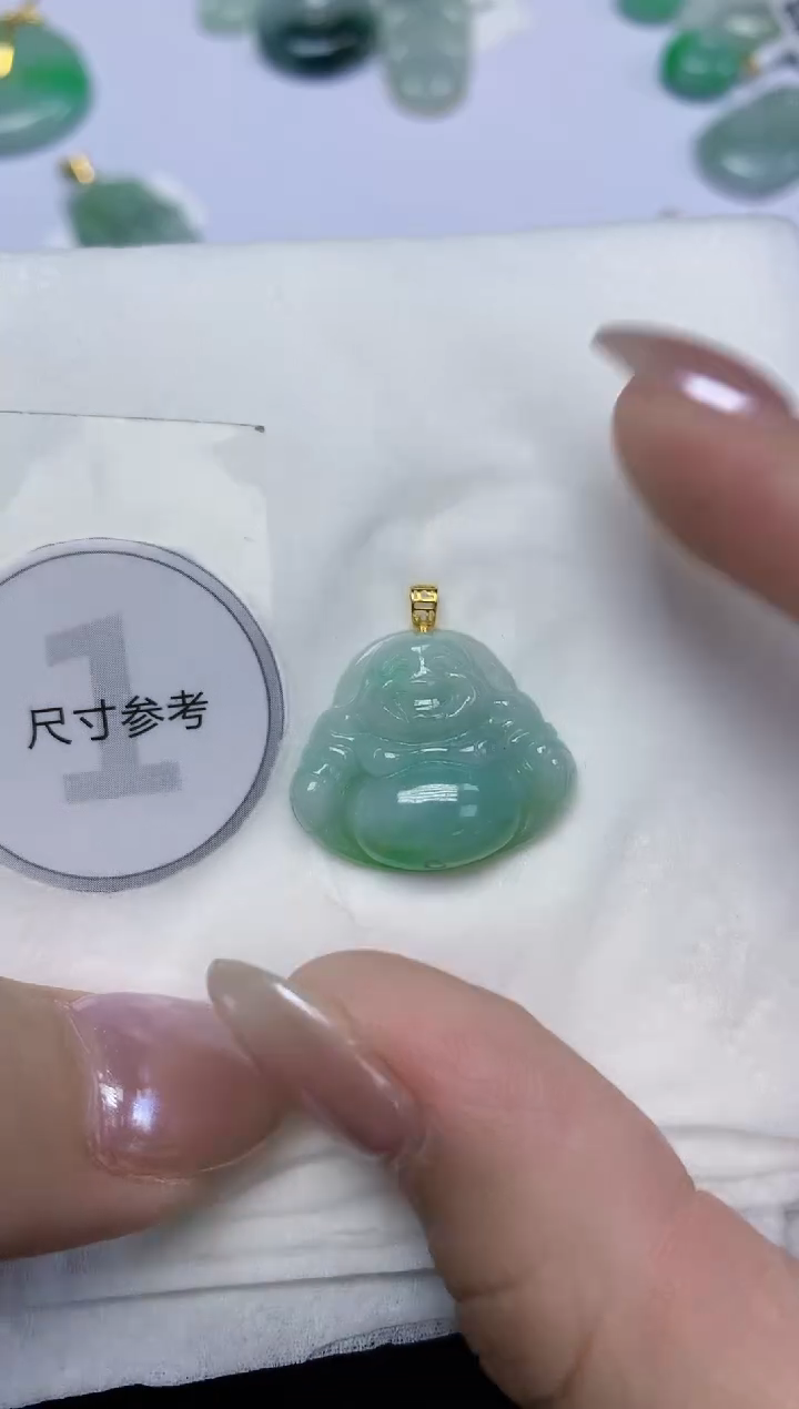 翡翠18K金镶嵌颈饰天然缅甸翡翠A货百元以上9元证书费自理