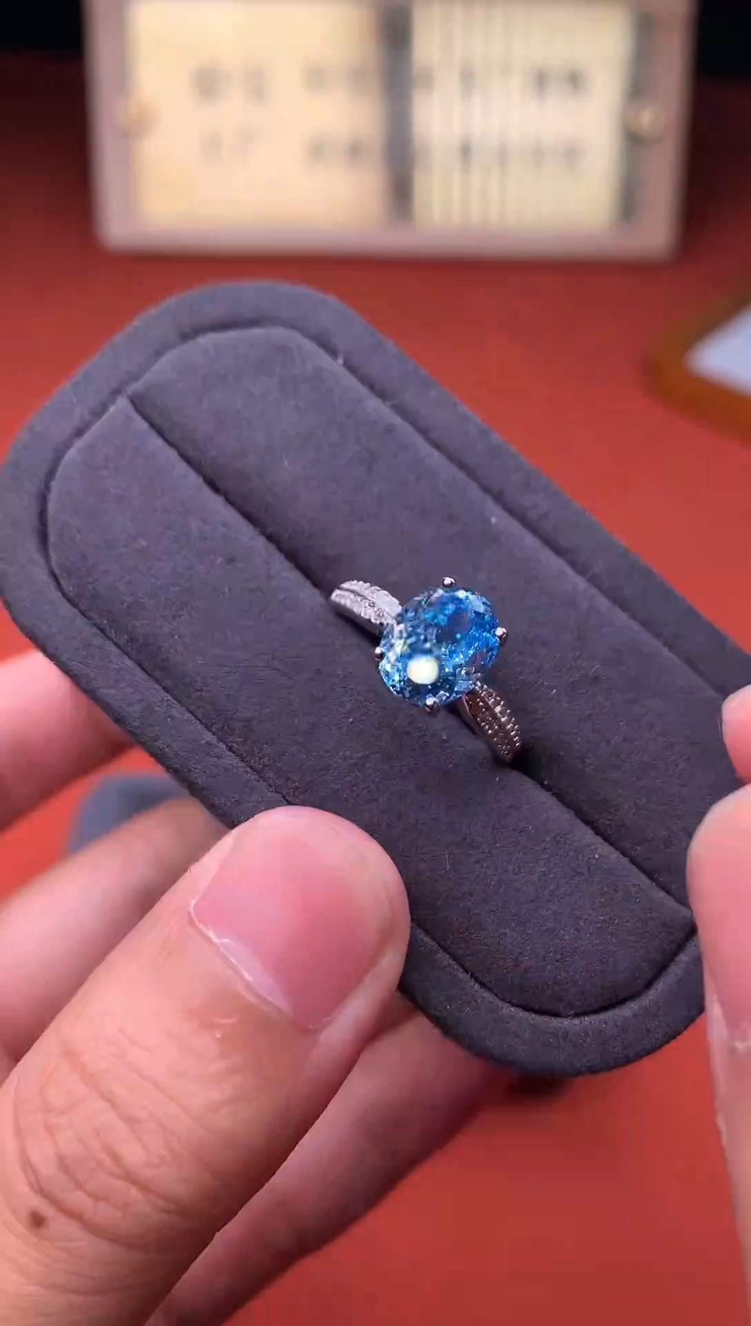 银S925镶嵌戒指海蓝宝石6385