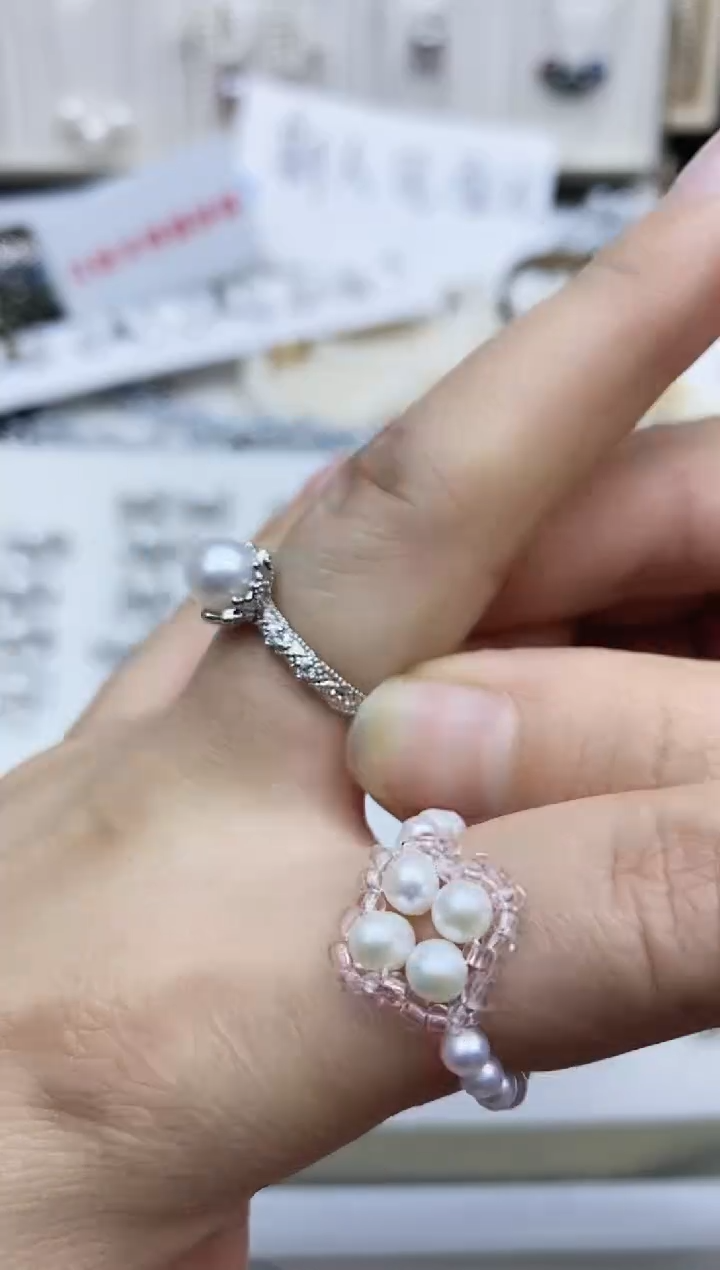 未镶嵌戒指淡水珍珠戒指