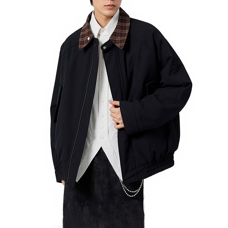 【cityboy】新款棉服美式格子翻领秋冬百搭男女同款棉服0406