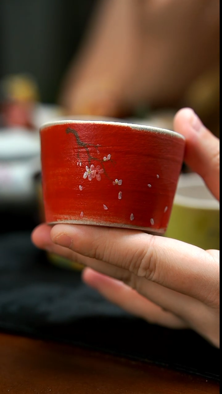 茶壶紫砂红梅杯杯