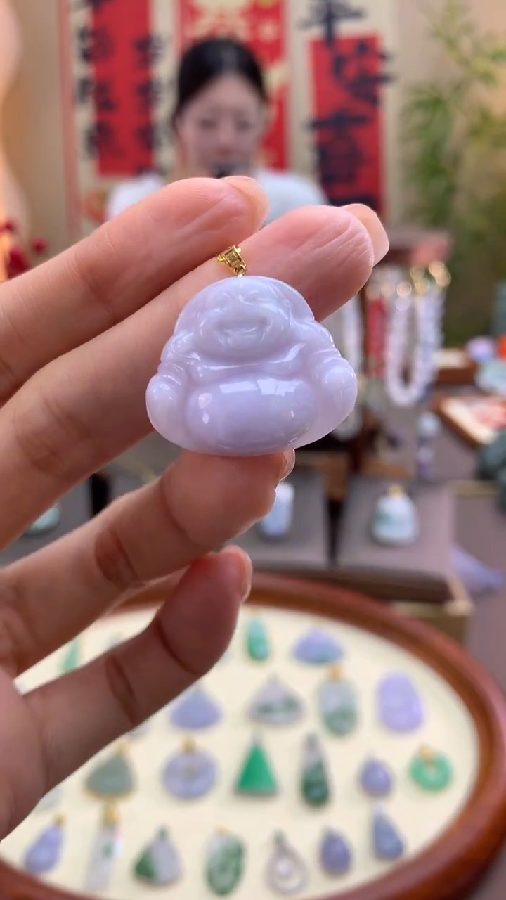 【闪购商品】翡翠颈饰18K金镶嵌佛公