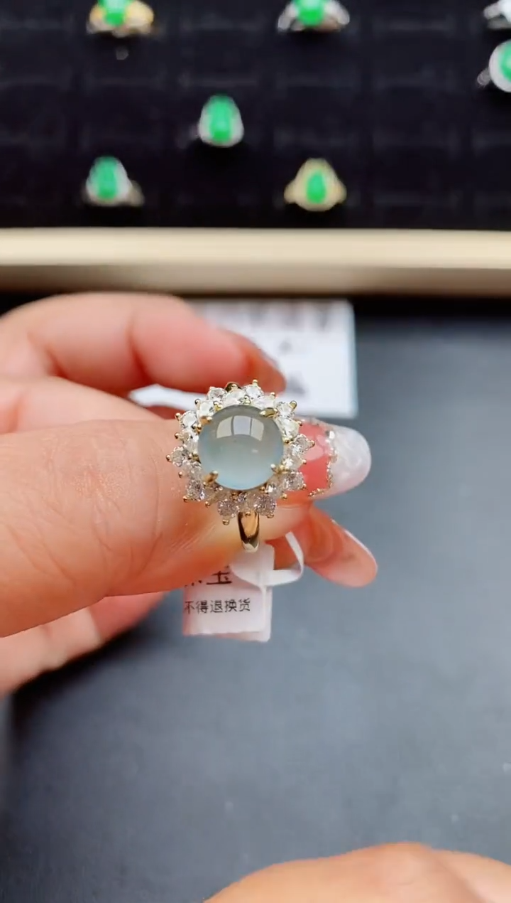 【闪购商品】翡翠戒指银S925镶嵌508080