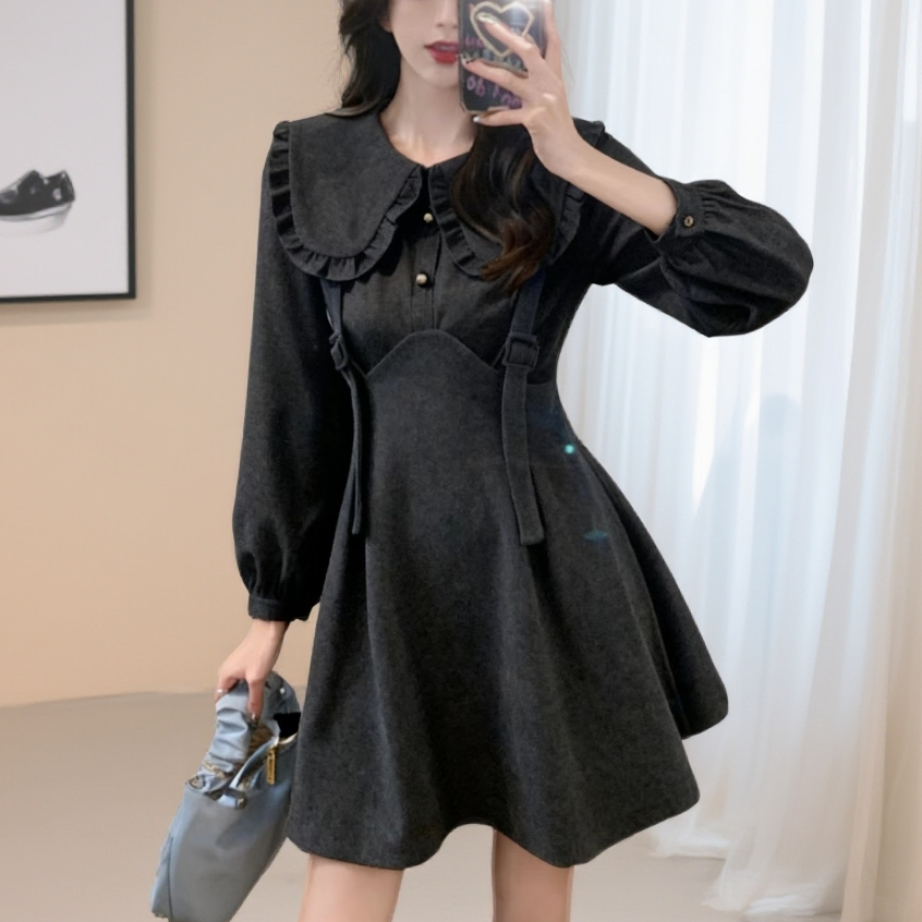 329#娃娃领时尚显瘦连衣裙