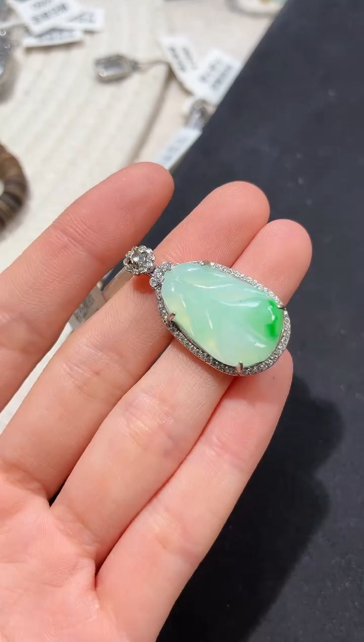 吊坠(不含链)银S925镶嵌翡翠吊坠