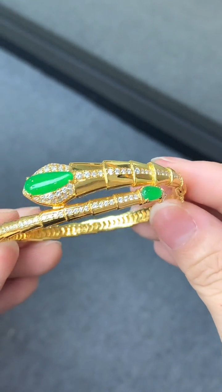 18K金镶嵌手镯翡翠532-中国好珍宝