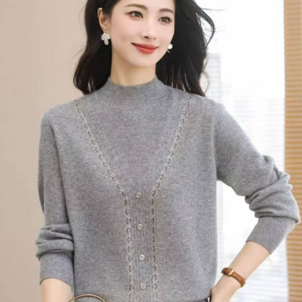 【羊毛】天山半高领长袖女套衫（0014）