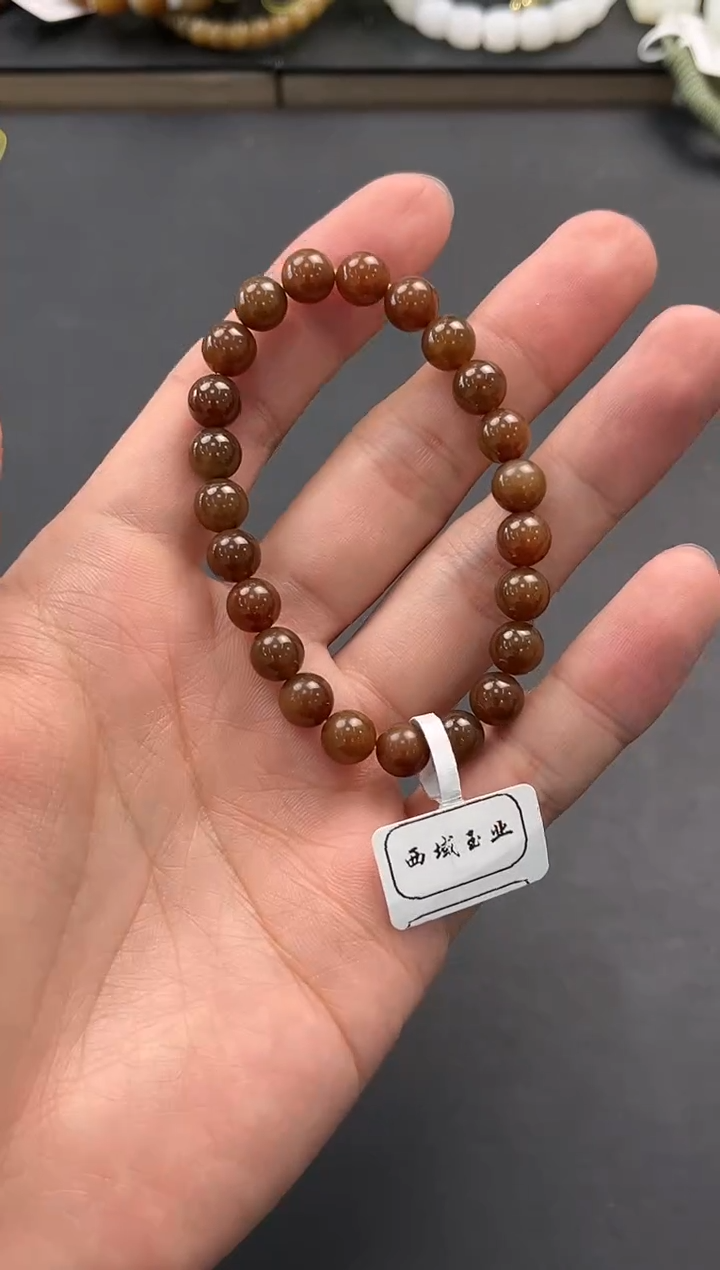 未镶嵌手串和田玉且末金山纯糖手串卡8微色差