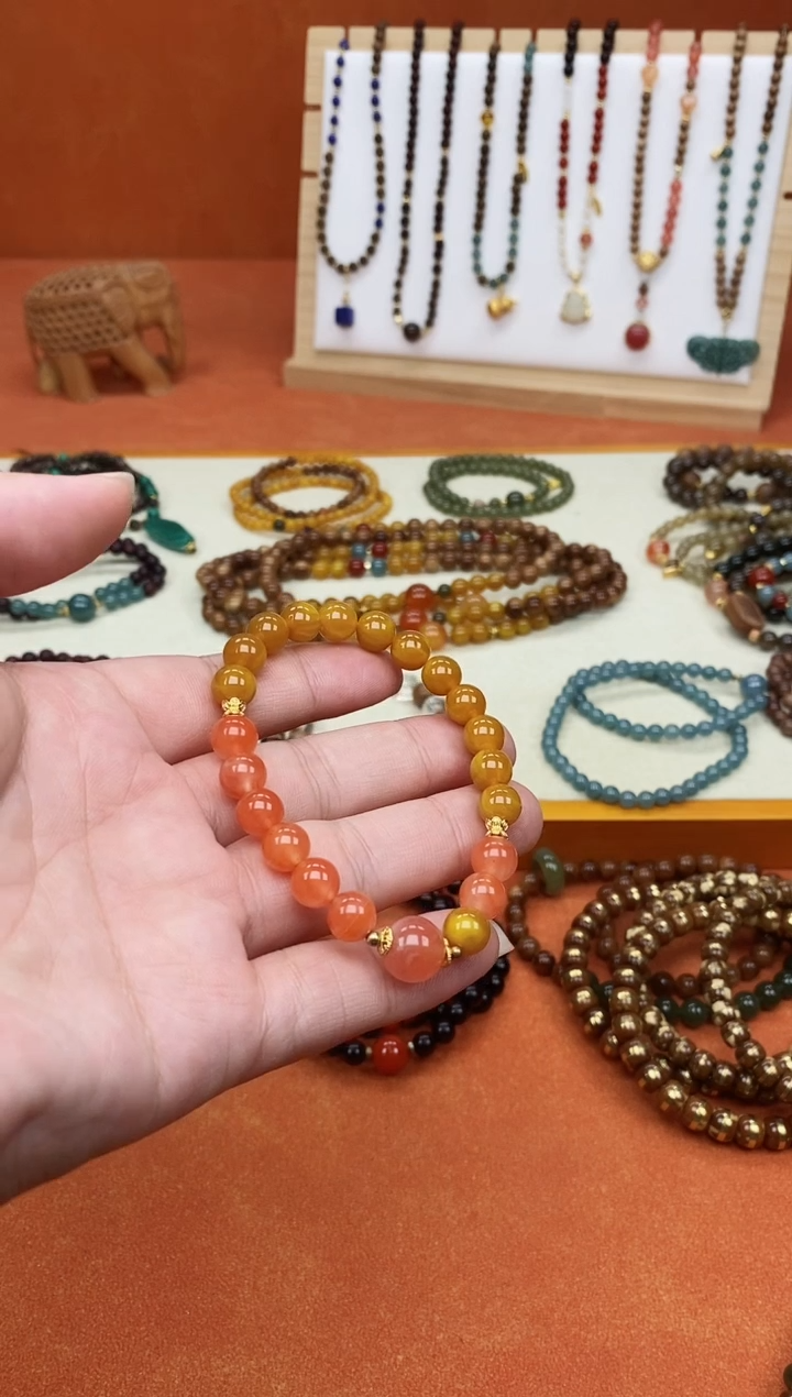 手链蜜蜡未镶嵌单圈蜜蜡冰飘南红手串