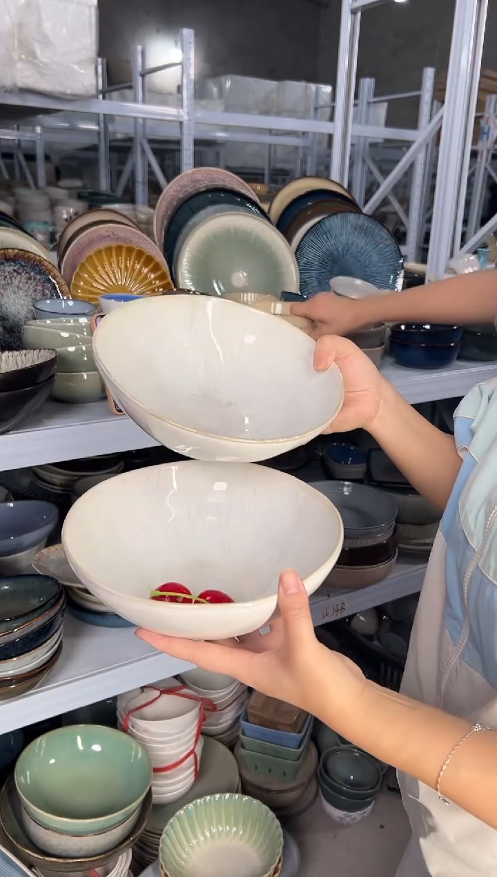 陶瓷外贸尾货瑕疵满20包邮X2菜碗8英寸