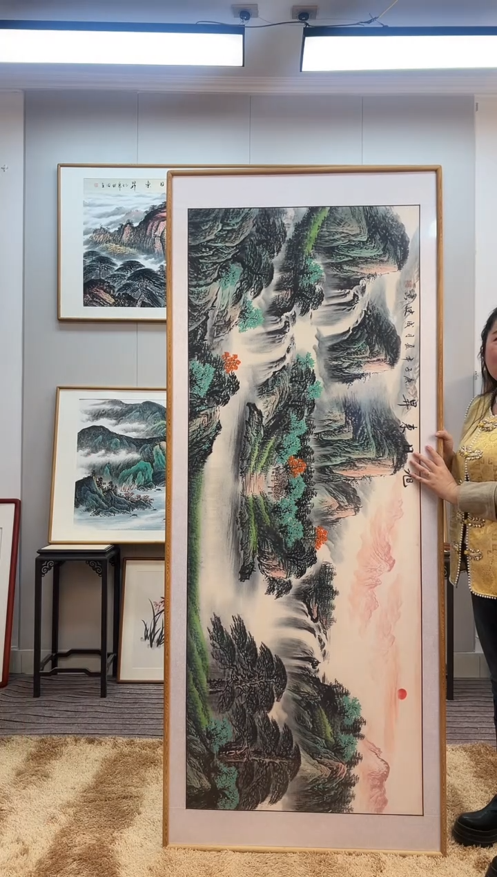 国画等***啡手绘山水202*82尺寸