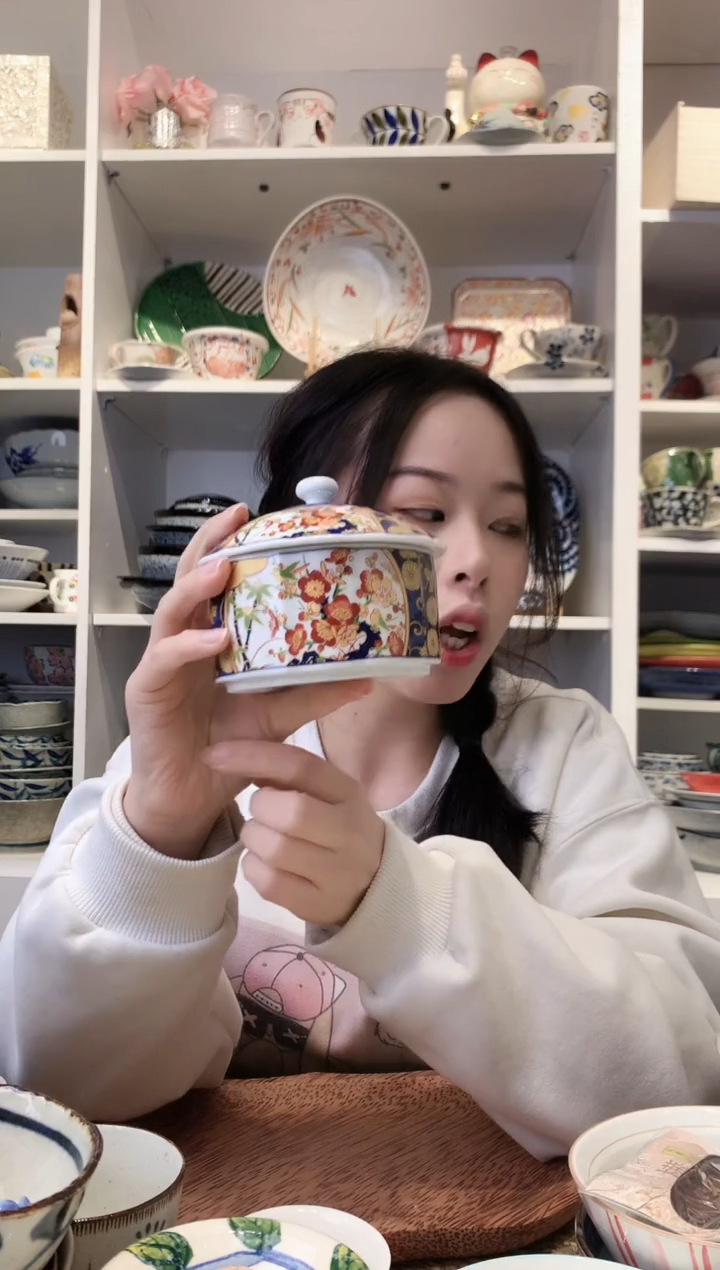 陶瓷【孤品】金彩三友炖盅