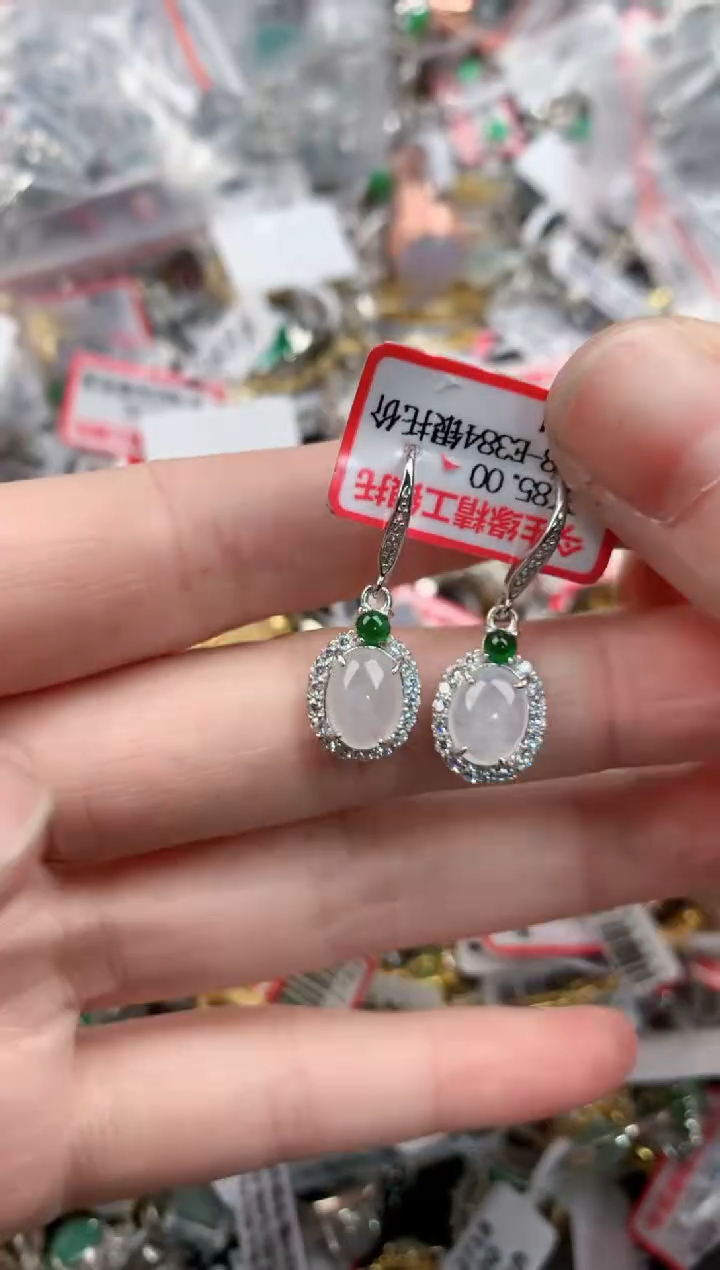 银S925镶嵌戒指翡翠12          8