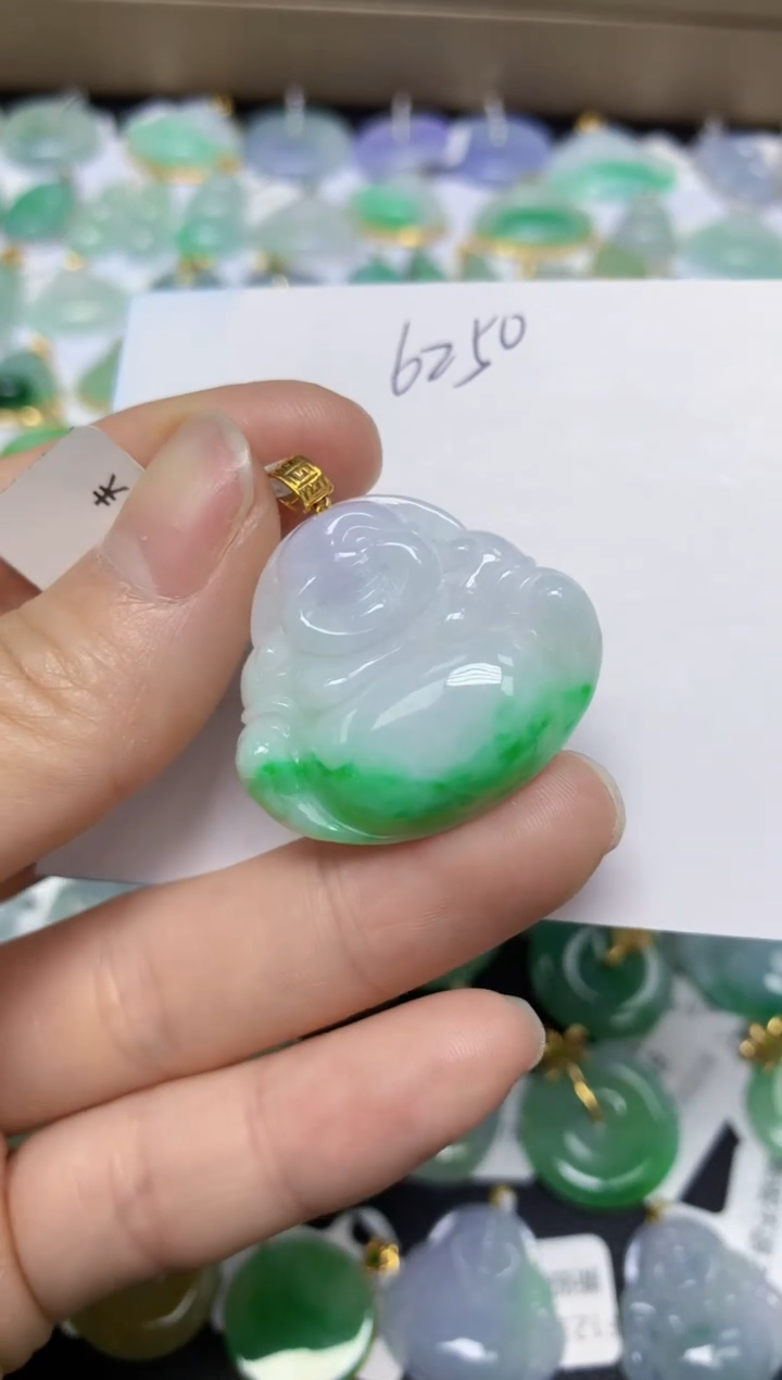 【闪购商品】翡翠挂件18K金镶嵌 天然翡翠A货