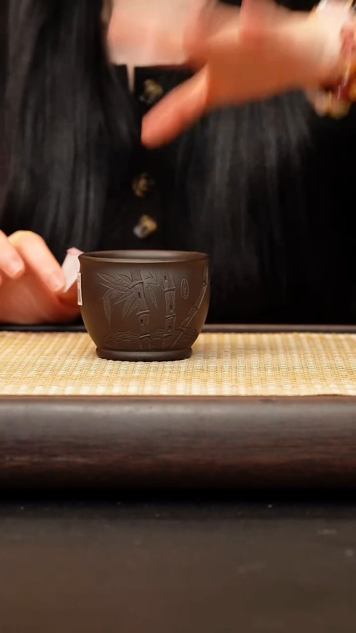 茶壶紫砂石黄杯 竹趣 150cc