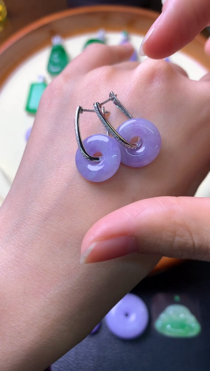 【闪购商品】翡翠耳饰18K金镶嵌耳饰